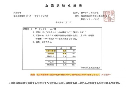 血流試験成績表
